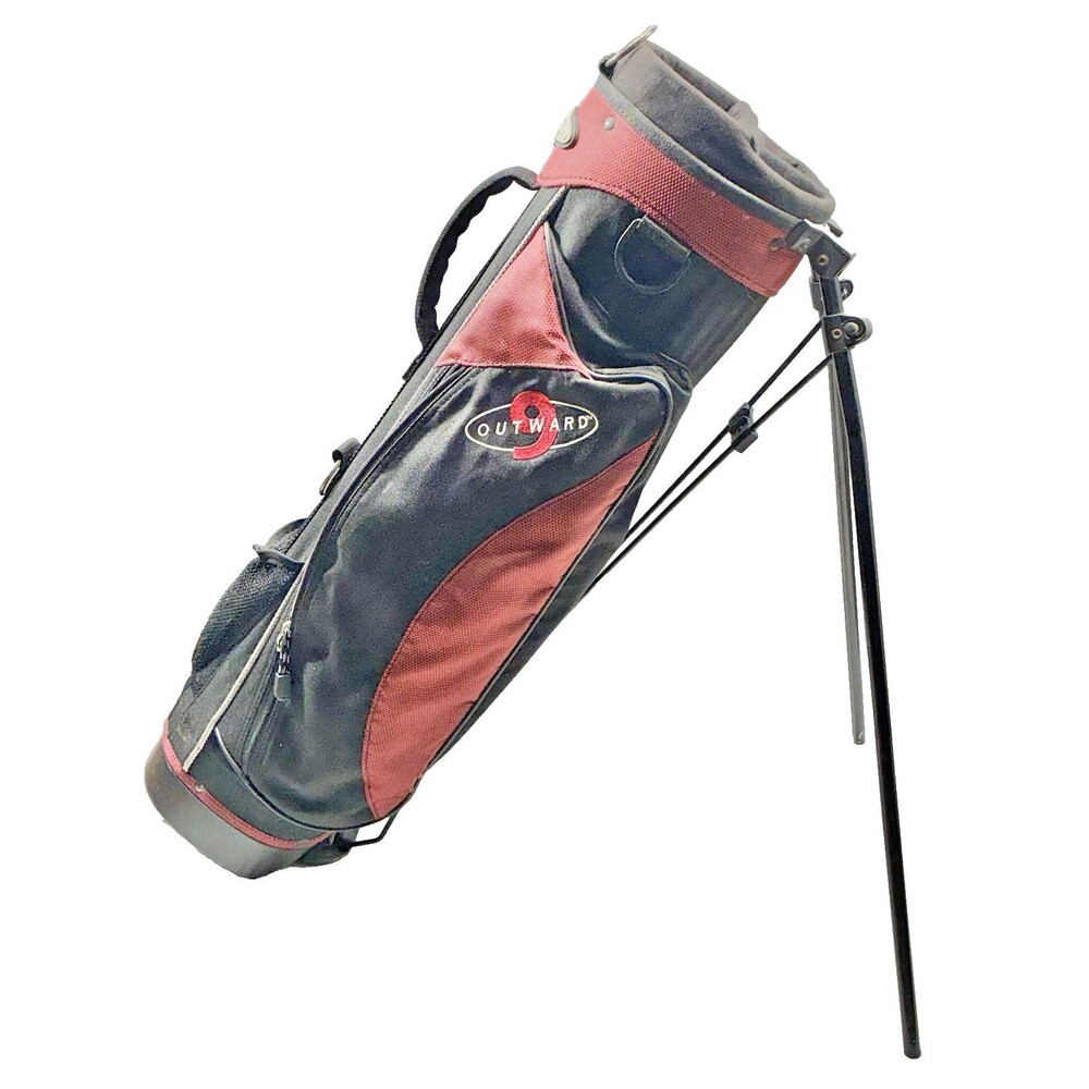 Outward 9 Golf Club Carrying/Stand Bag Red & Black with Handle & Zipper Pockets